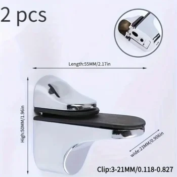 Shiny Silver Adjustable Zinc Alloy Glass Shelf Bracket Clip